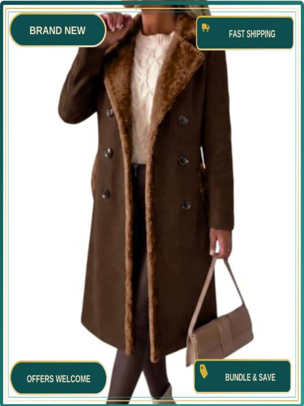 Wool Peacoat Double Breasted Notch Collar Long Winter Coat